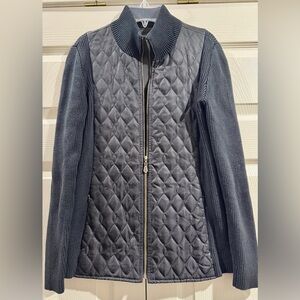 J. McLaughlin Women’s Black Cotton Knit Quilted Silk Mock Neck Jacket Sz S